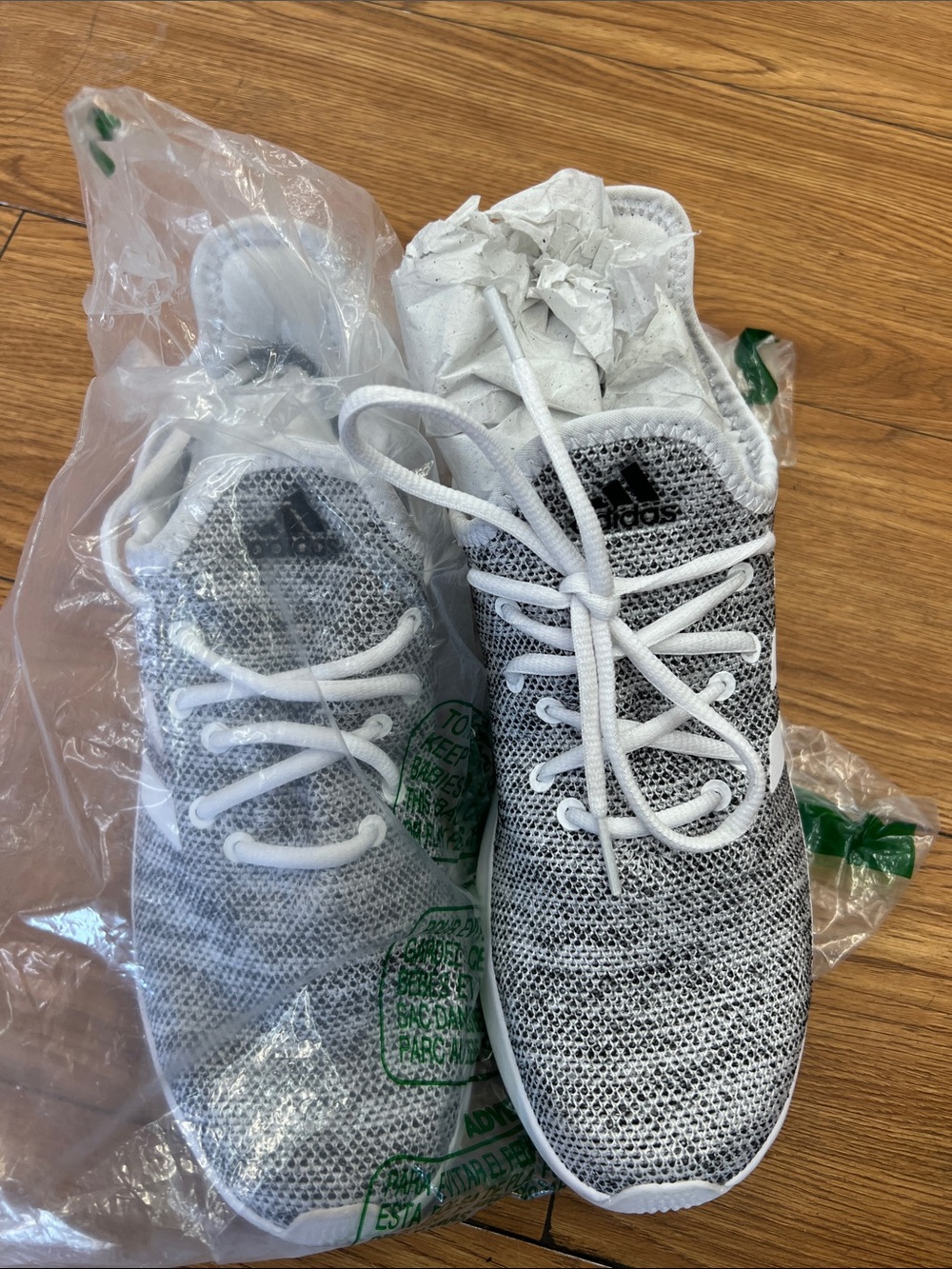 adidas Kids White & Gray Knit Sneakers